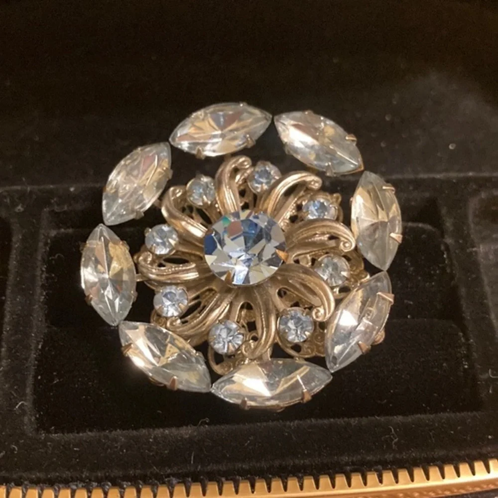 Two toned blue and silver brooch